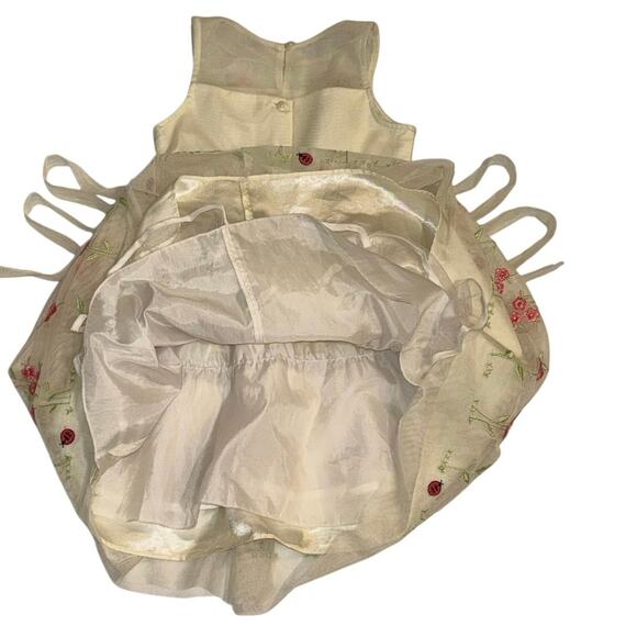 Jona Michelle Sz. 5 Ivory Dress Embroidered Flowers Butterflies Ladybug Formal - Picture 4 of 10